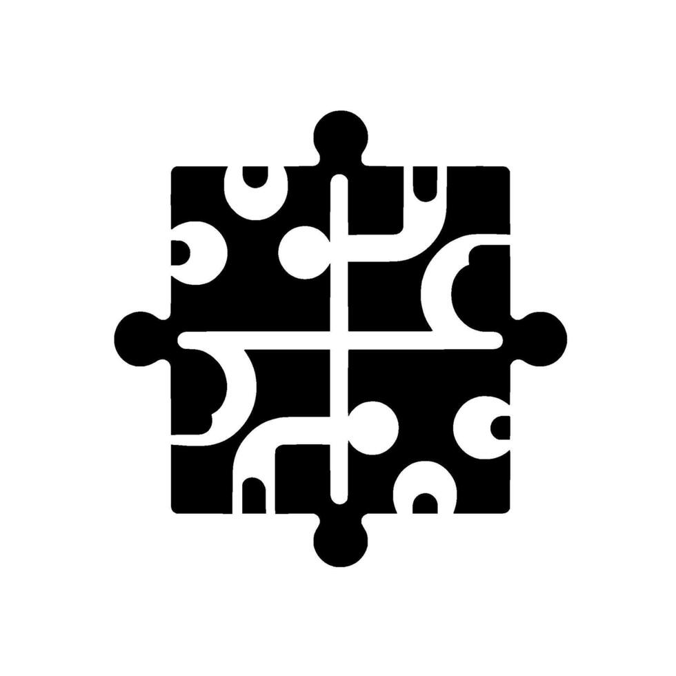 Abstract Black and White Puzzle Piece with Unique Internal Shapes and Cross on Light Background vector