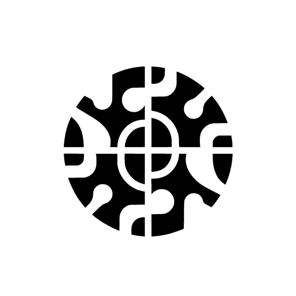 Abstract Black and White Circular Featuring Symmetrical Shapes and Negative Space in a Minimalist Style. vector