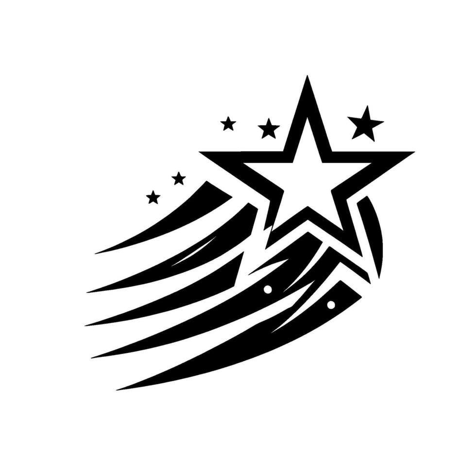 Bold Black and White Starburst , Featuring Shooting Star Effect, Geometric, Emblematic, and Striking, Against White Background vector