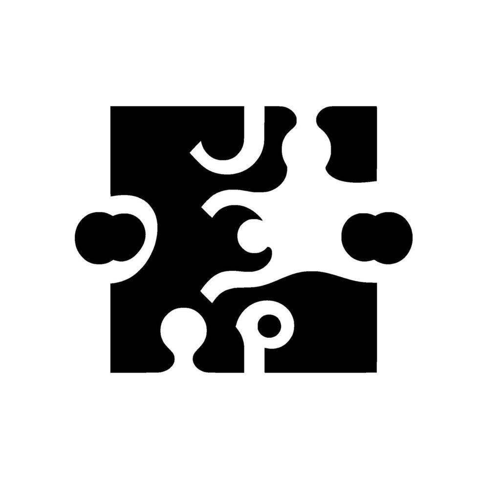 Abstract Black White PuzzlePiece with Interlocking Shapes Forming a Square, on a Light Background. vector