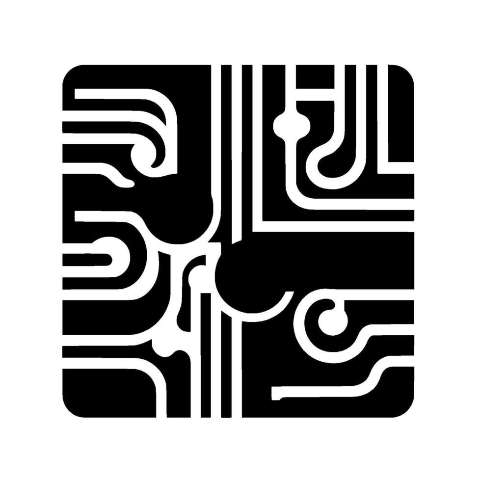 Abstract, geometric Square composition of interconnected black, white, and gray curved lines and circles, minimalist and symmetrical. vector