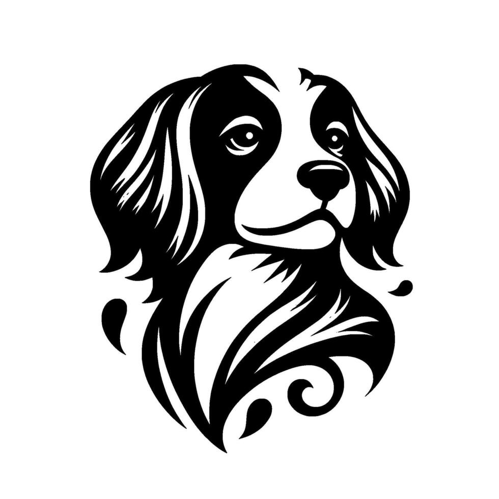 Artistic, Black and White Portrait of a Border Collie Dog in a , Modern, Stylized with Intricate Detail. vector