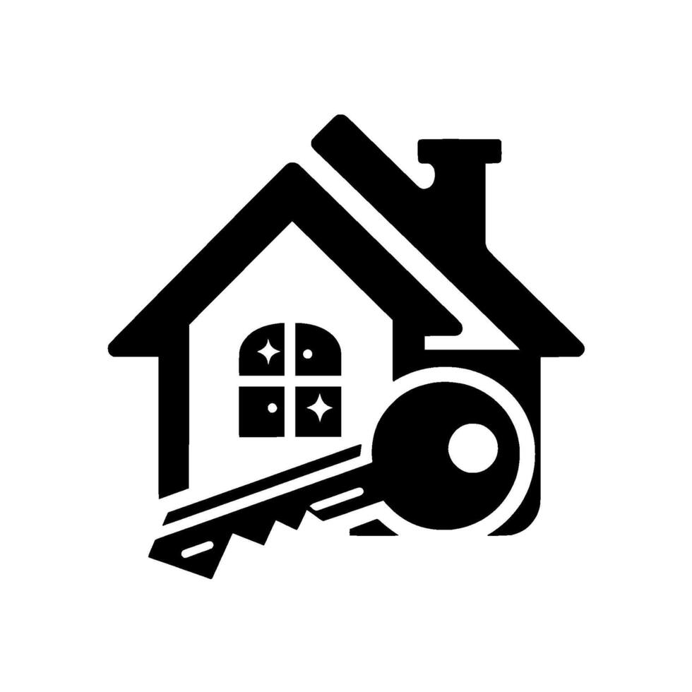 Minimalist Black and White House and Key Home Ownership, Real Estate, Property, New Beginnings, Simple , Business . vector