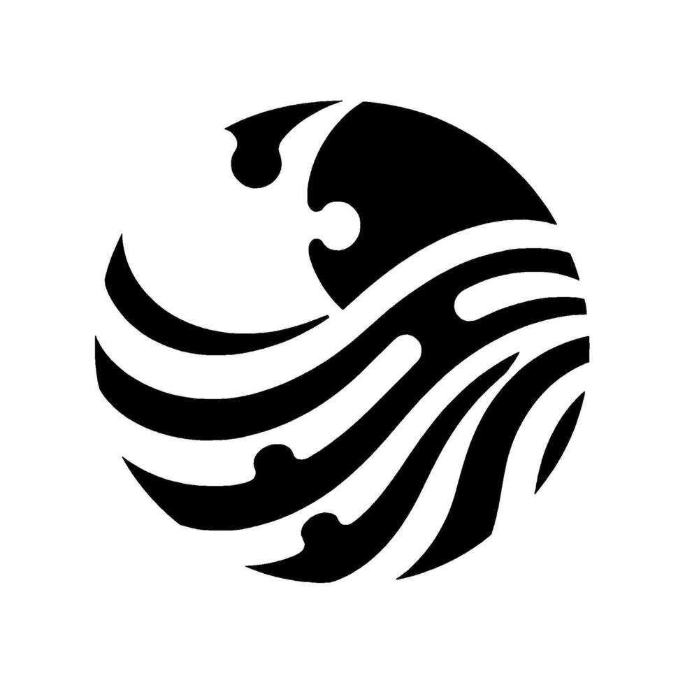 Circular Black and White Wave with Striated Texture and Minimalist Aesthetic vector