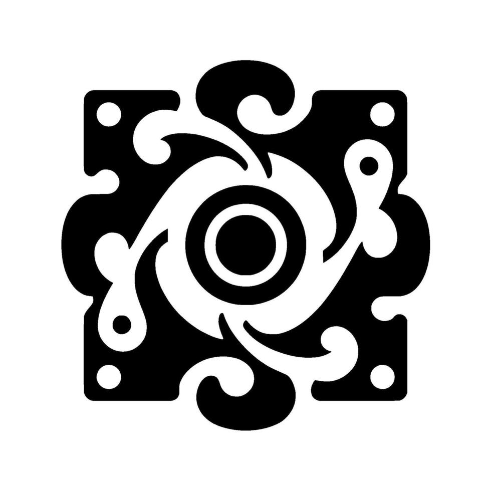 Abstract Black and White Geometric with Central Swirl and Rounded Edges, on a Plain Background, Evoking Simplicity. vector