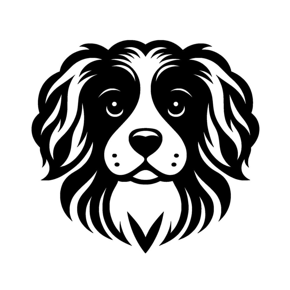 Stylized Black and White Portrait of a Friendly Border Collie, , Closeup of Dogs Face, , Isolated on White. vector