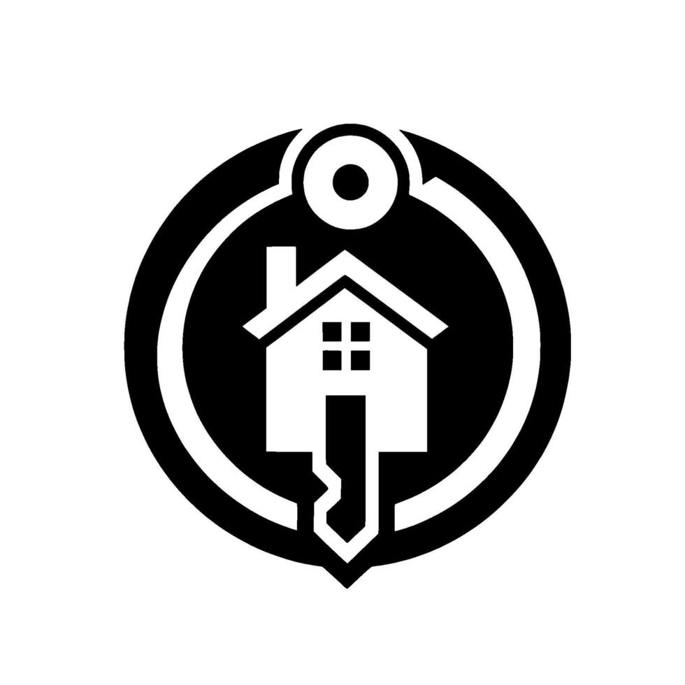 A Real Estate Depicting a House Key Within a Circle, Symbolic of Property Ownership and Home. vector