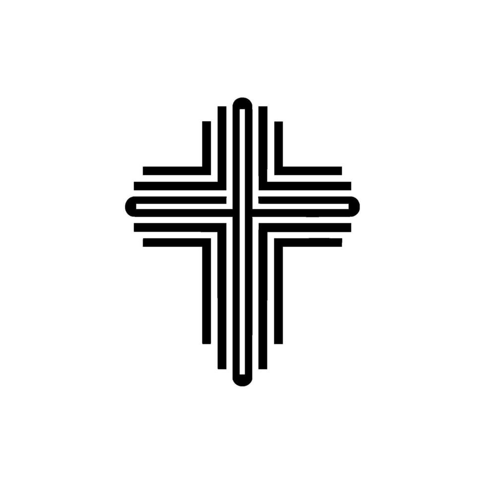 Modern BlackLine Cross Centered on White Background Minimalist, Geometric, and Religious Symbolism vector