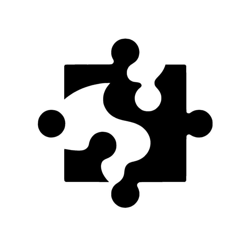 Interlocking Puzzle Piece Abstract A TwoTone Depicting Harmony and Integration with Negative Space in Black and White. vector
