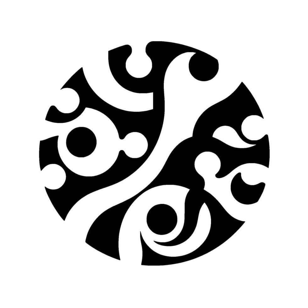 Abstract Black and White Circular Composition Intricate Organic Shapes Intertwined, High Contrast, Modern Decorative . vector