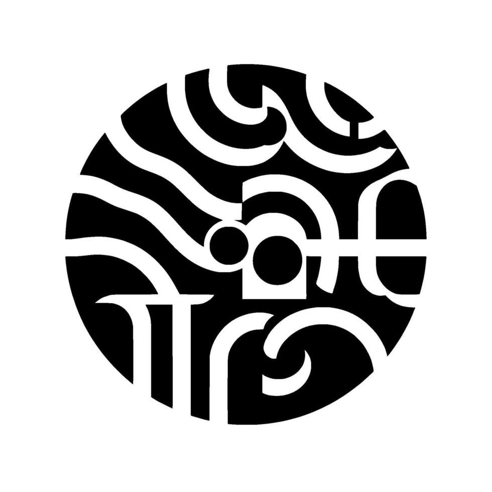 Abstract Black White Circle Composition with Wavy Geometric Shapes, Playing With Positive and Negative Space. vector