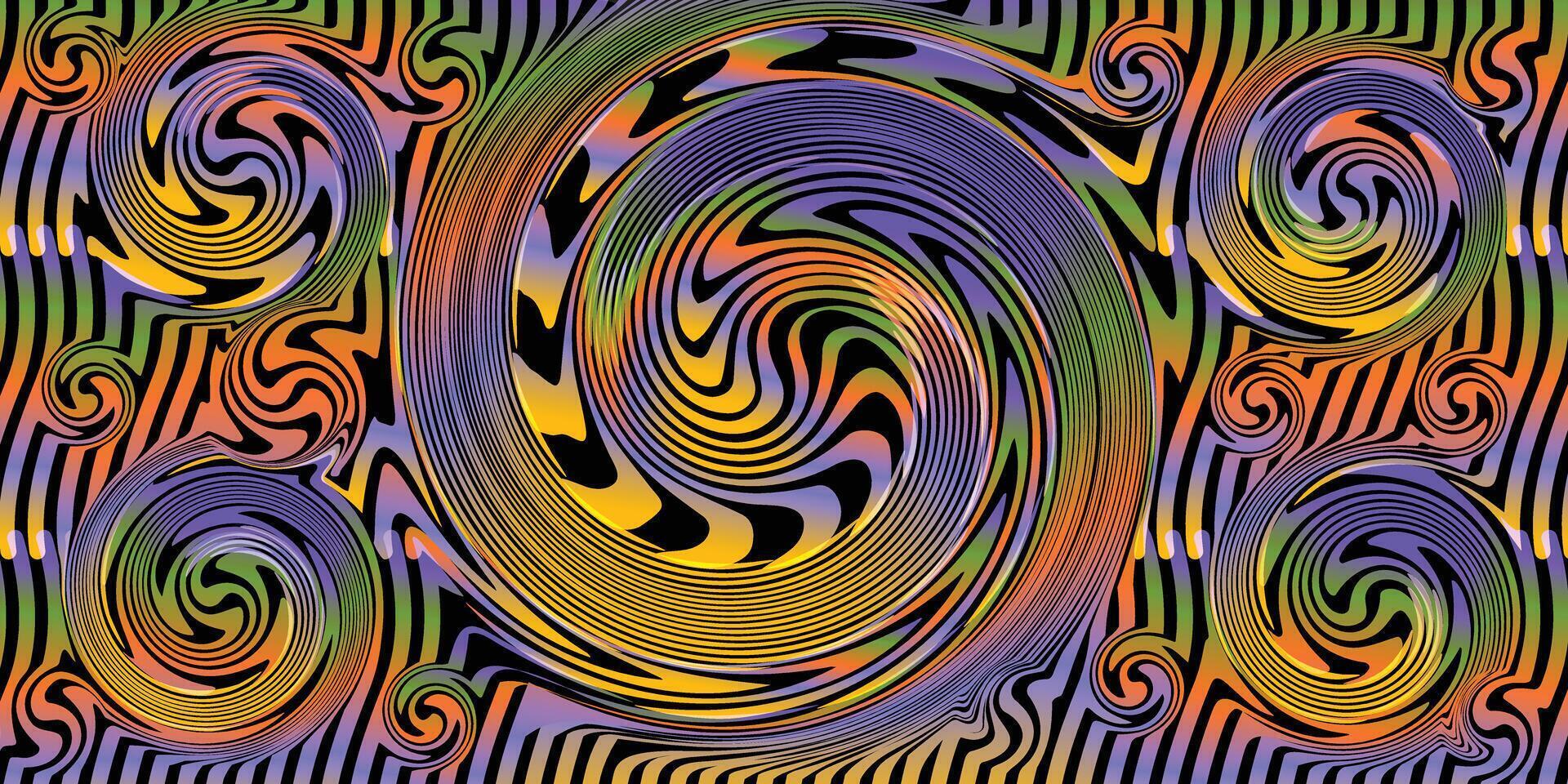 Wavy multi color pattern, fluid ripple rainbow stripes illustration. vector