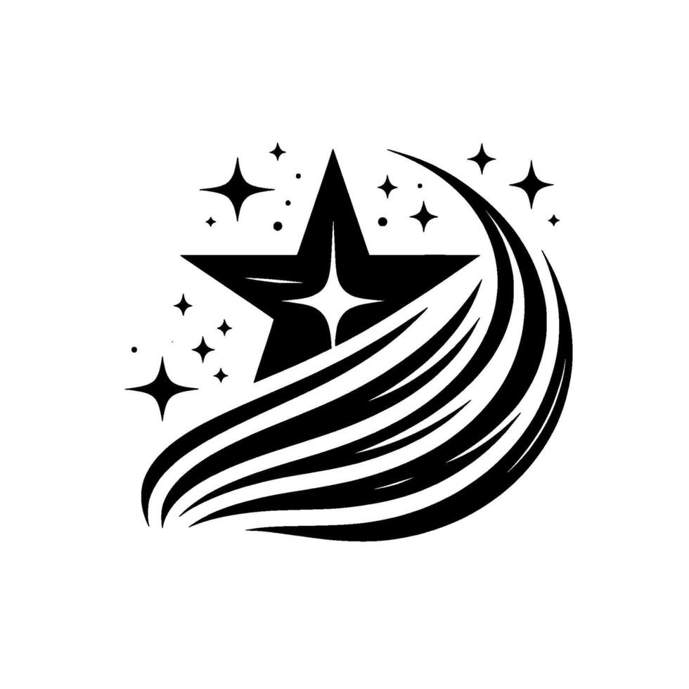 Black and White Starburst with Embellished, Streamlined Silhouette and Sparkling Accents, Modern . vector