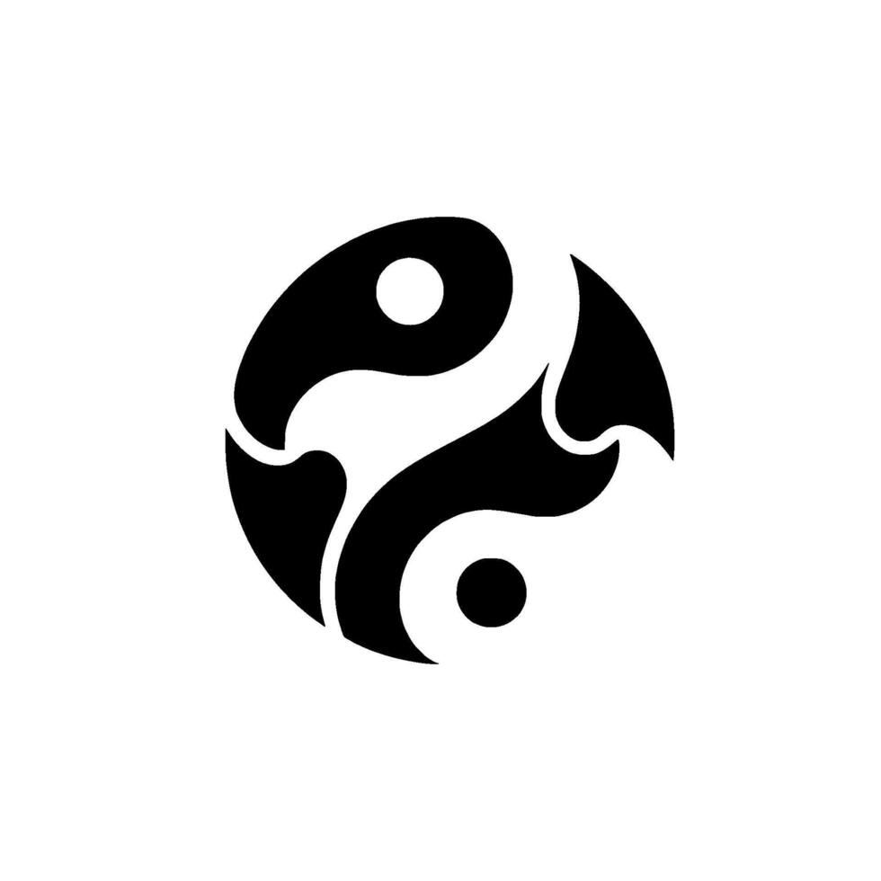 Yin and Yang Symbol with Simple , Black and White, Two Halves Circle, Harmony Balance Concept. vector