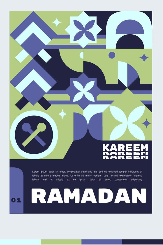 Template Poster geometric Ramadan Kareem Design Celebrate the Spirit of a Heartfelt vector