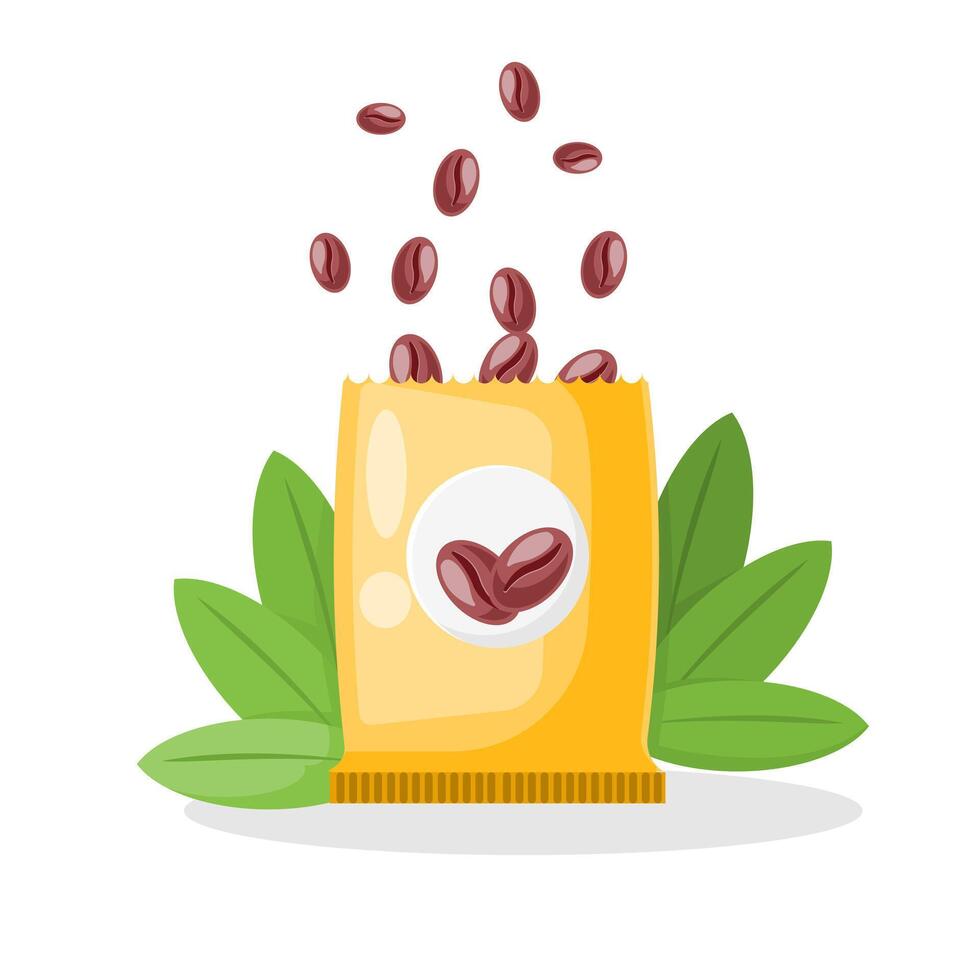 Coffee Beans Illustration for packaging, smooth leaf and coffee beans vector