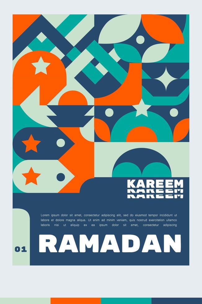 Ramadan islamic holiday greeting card design with geometric pattern vector