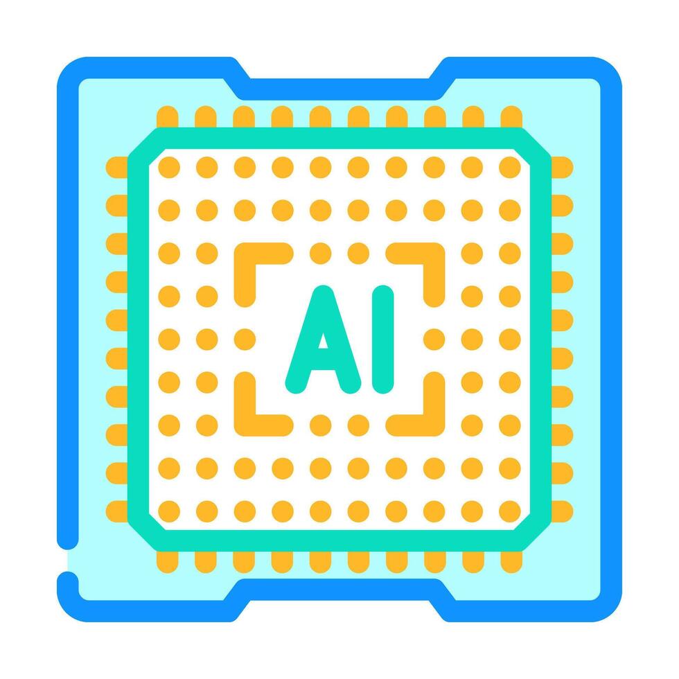computer chip ai integration color icon illustration vector