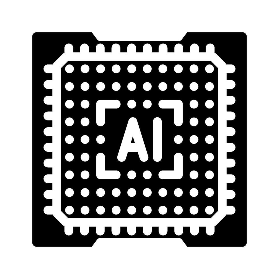 computer chip ai integration glyph icon illustration vector