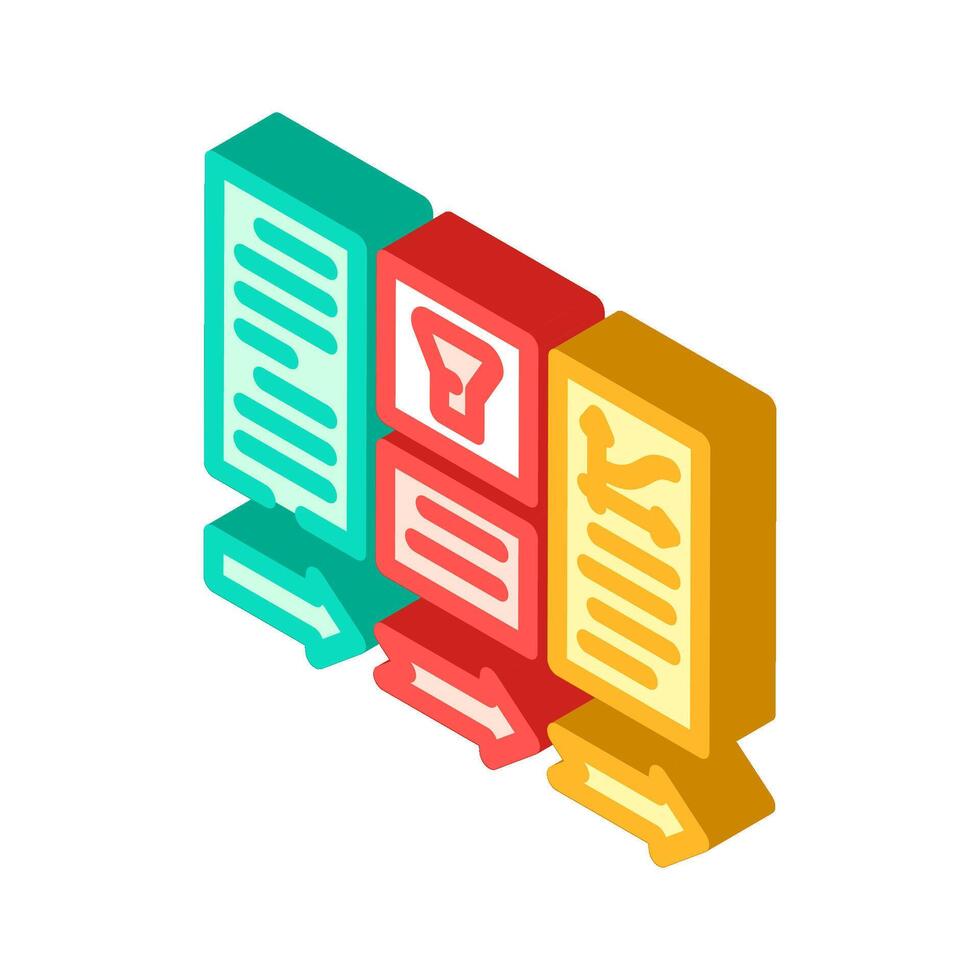 data processing pipeline ai integration isometric icon illustration vector