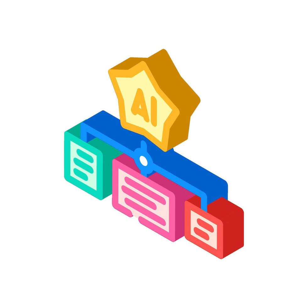 personalized recommendation star deep learning isometric icon illustration vector