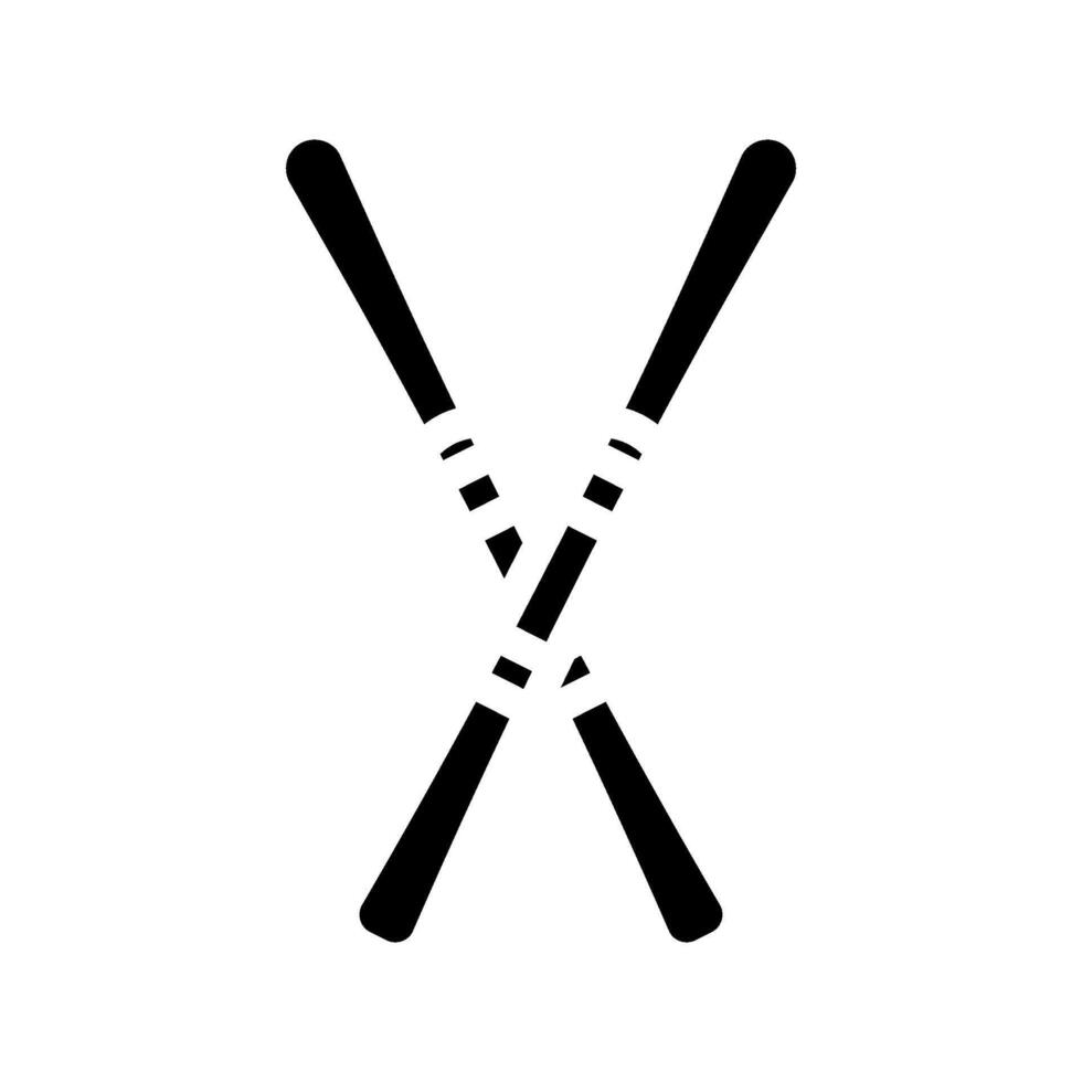 pair skis crossed mountain winter glyph icon illustration vector