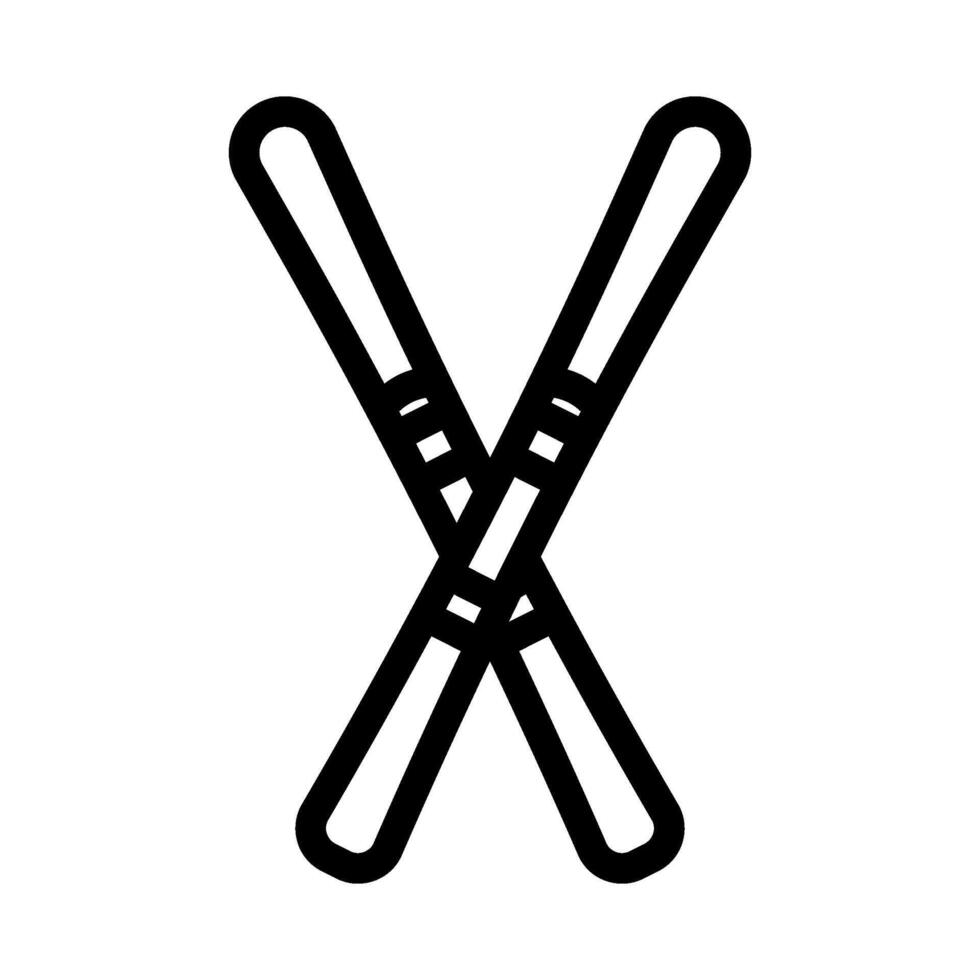 pair skis crossed mountain winter line icon illustration vector