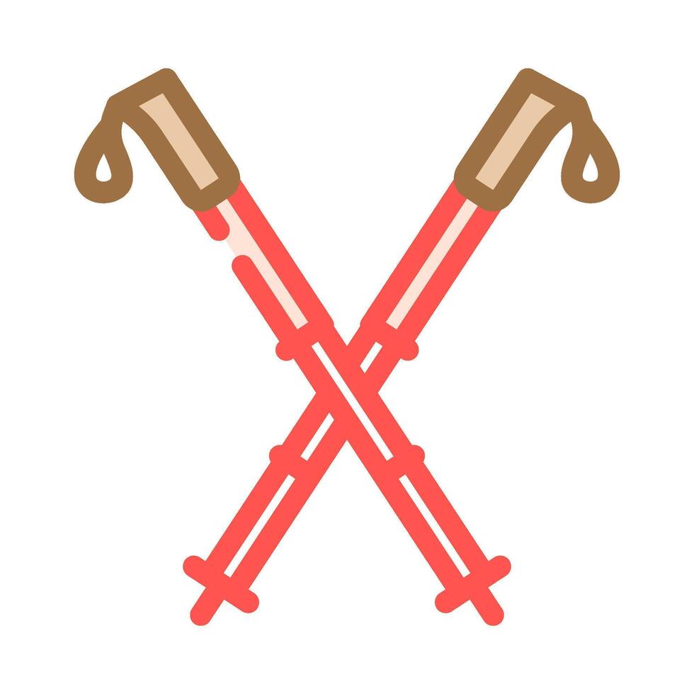 poles ski mountain winter color icon illustration vector