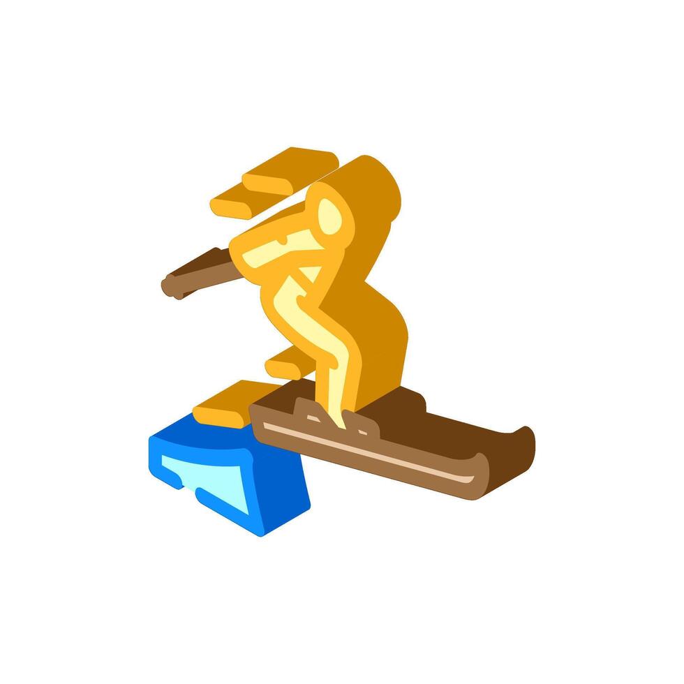 skier performing jump ski resort isometric icon illustration vector