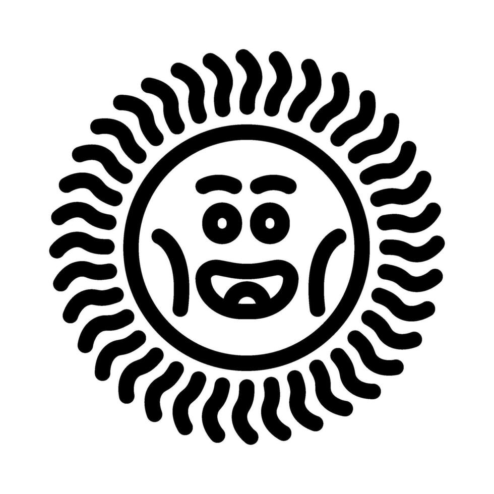 smiling cute sun character line icon illustration vector