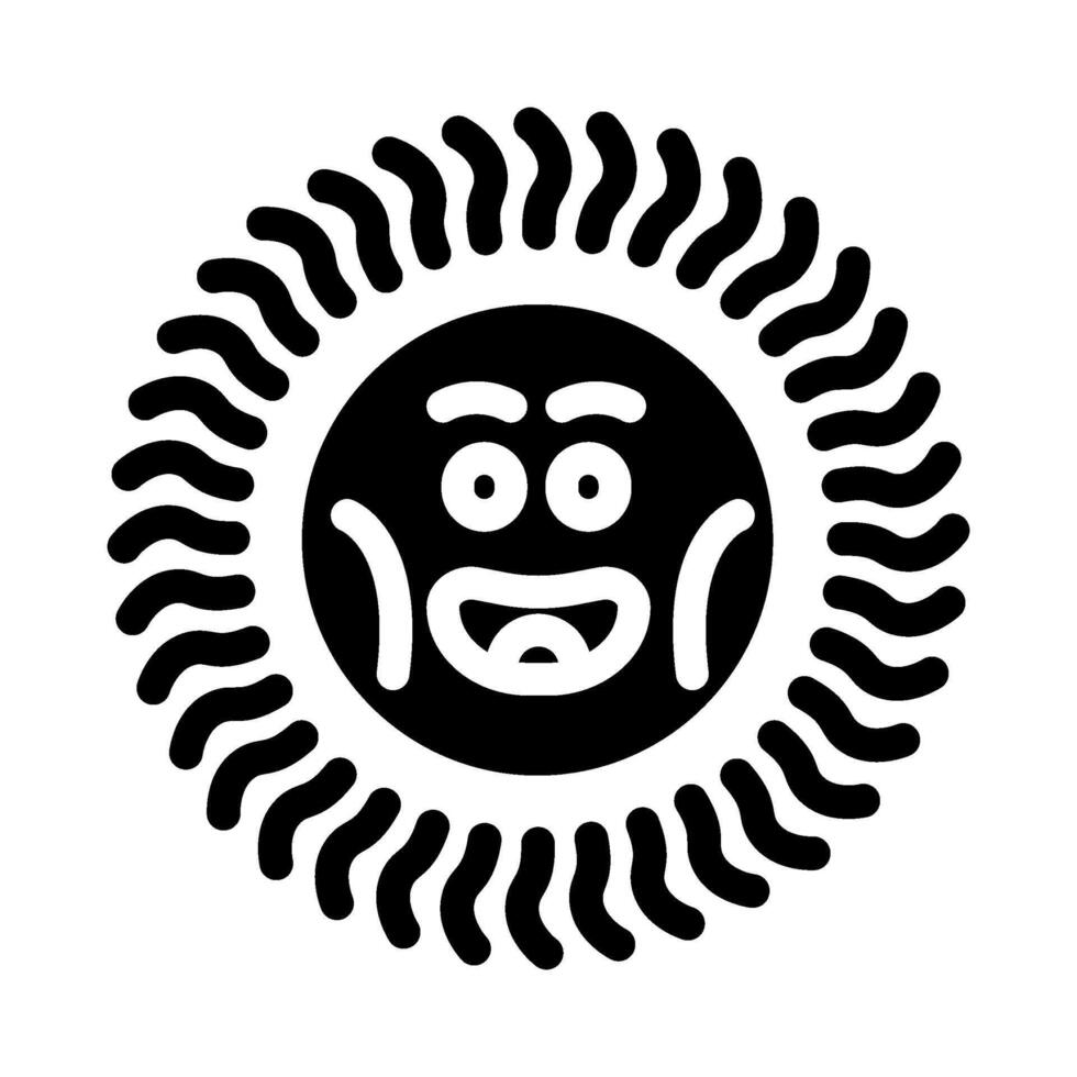 smiling cute sun character glyph icon illustration vector