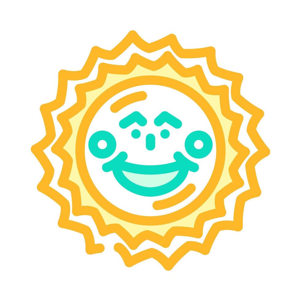 blushing cheeks cute sun character color icon illustration vector