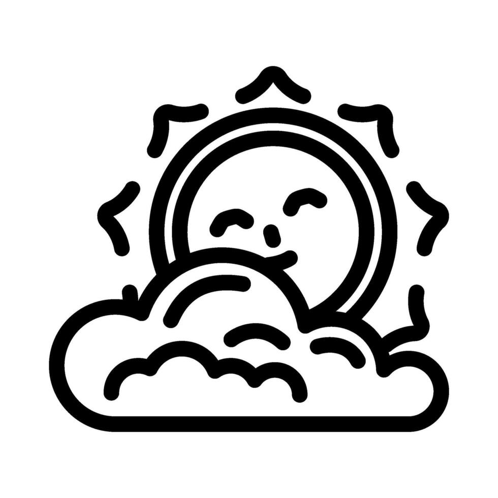 cloud cute sun character line icon illustration vector