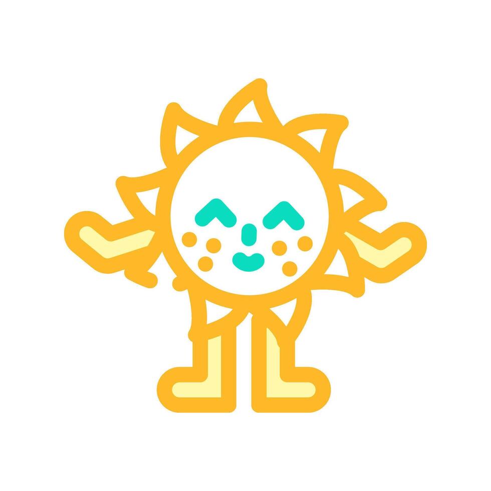 arms legs cute sun character color icon illustration vector