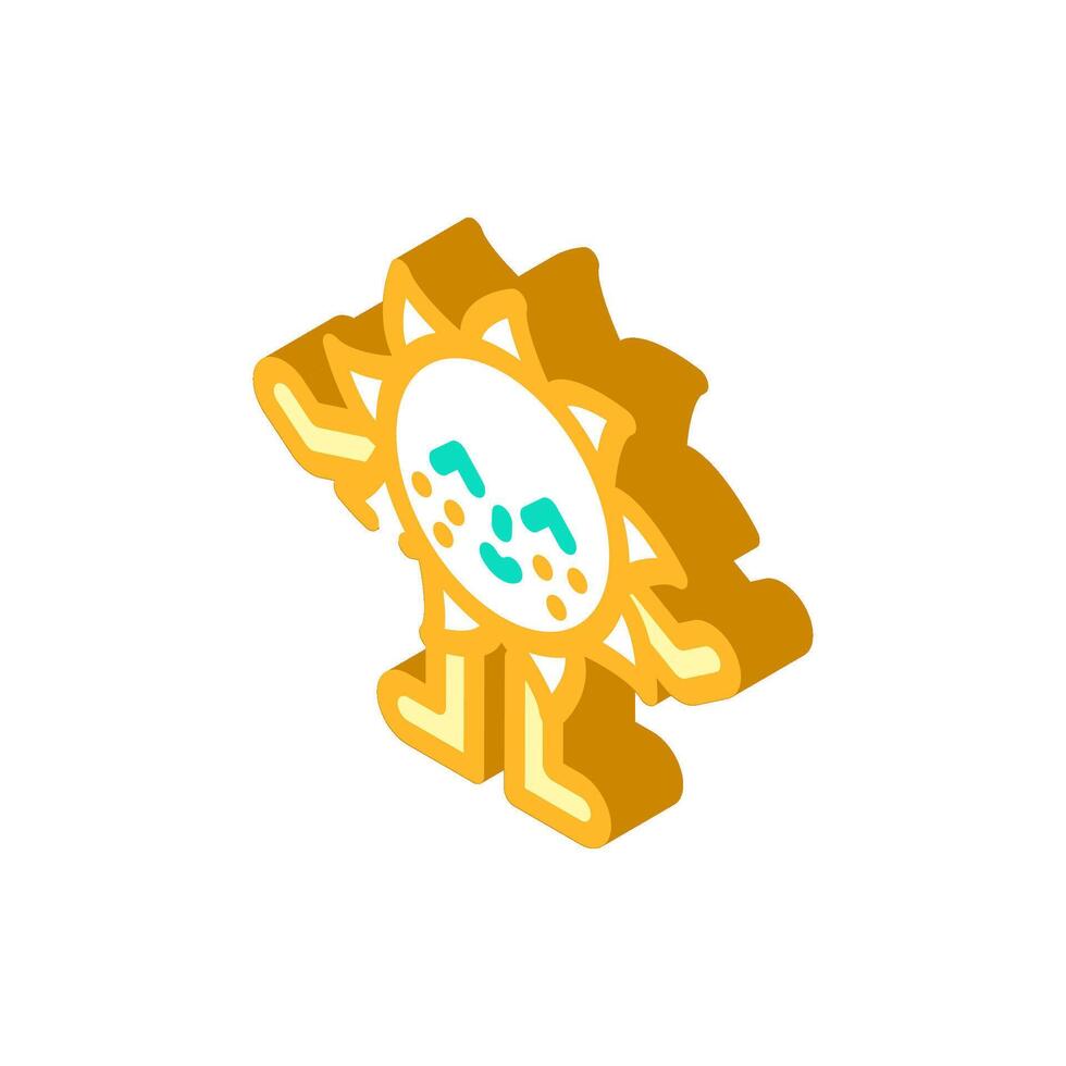 arms legs cute sun character isometric icon illustration vector