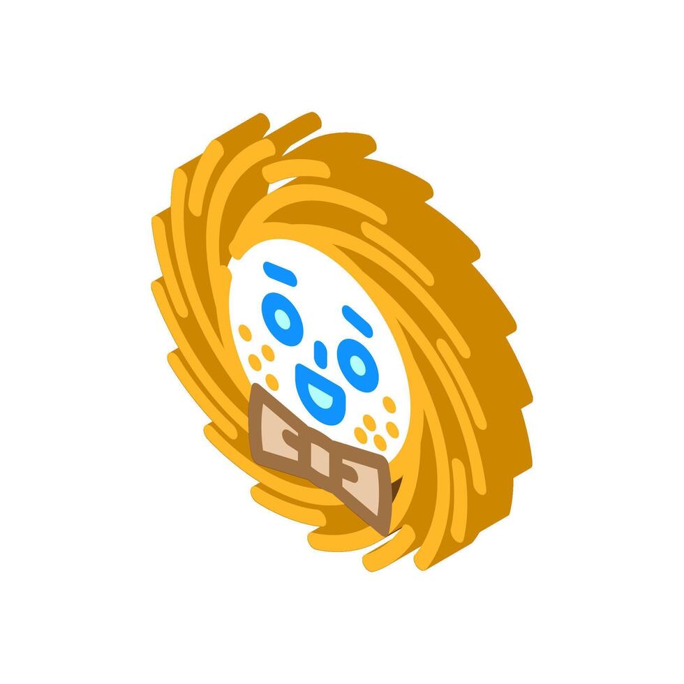 bowtie cute sun character isometric icon illustration vector