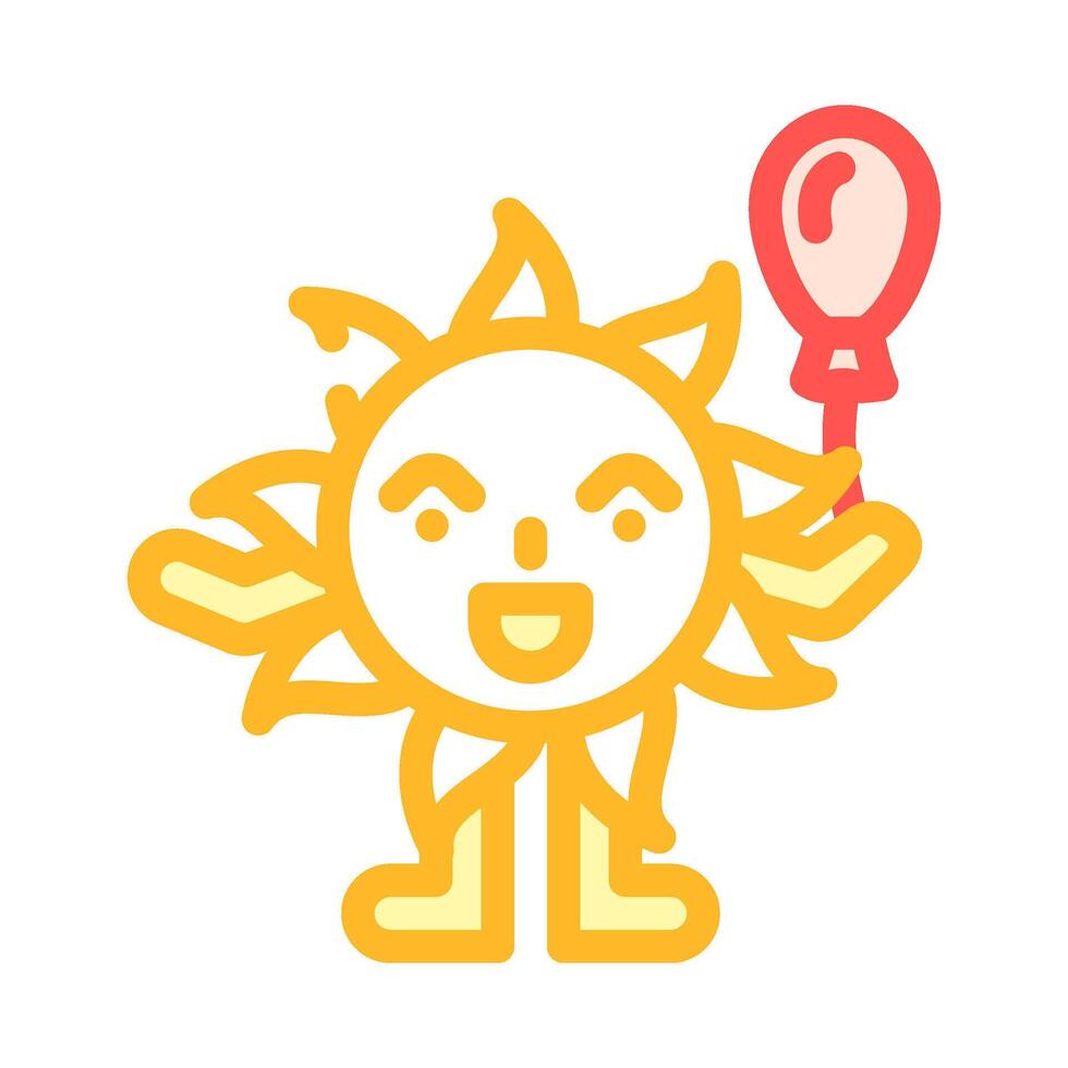 shy cute sun character color icon illustration vector