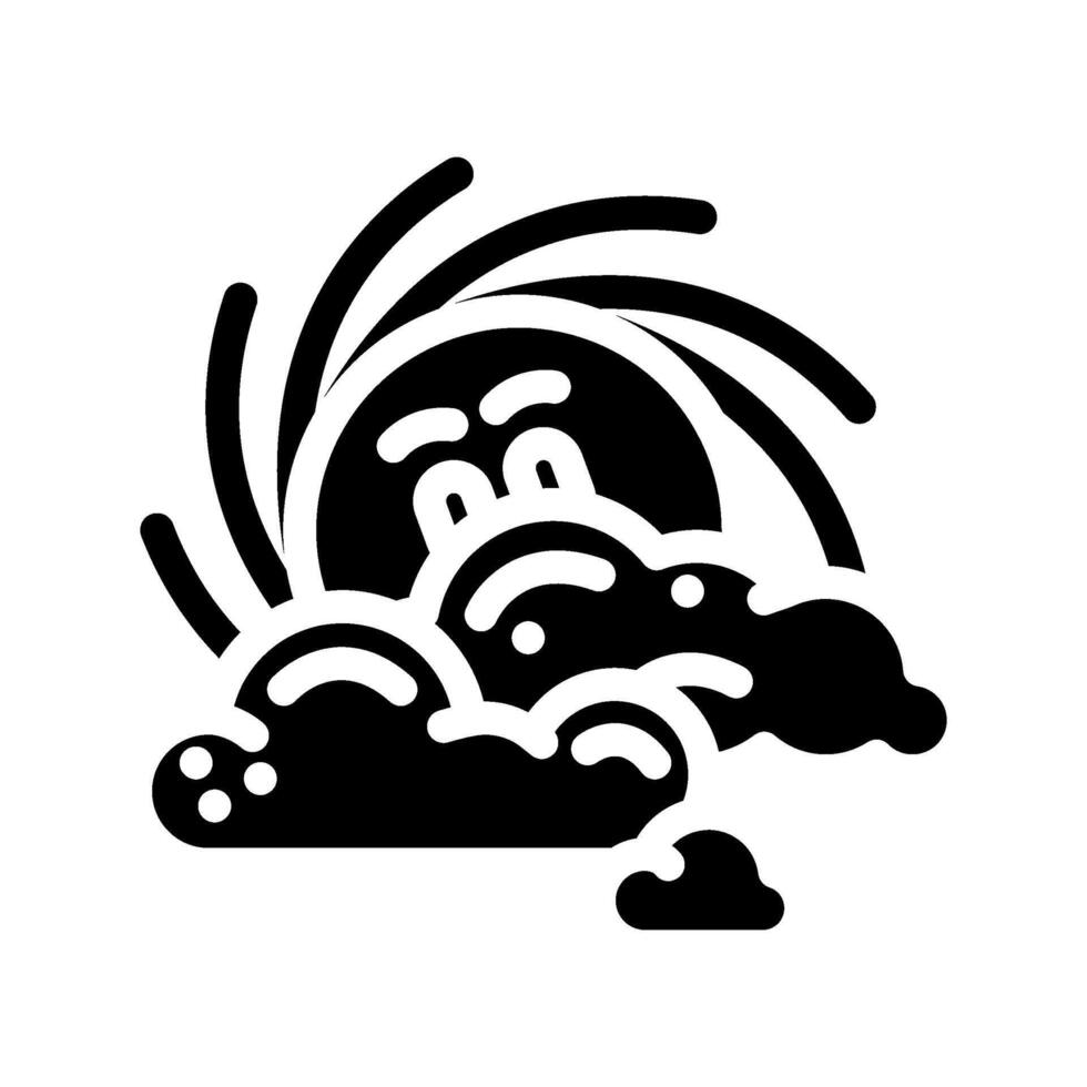 peeking through clouds sun character glyph icon illustration vector