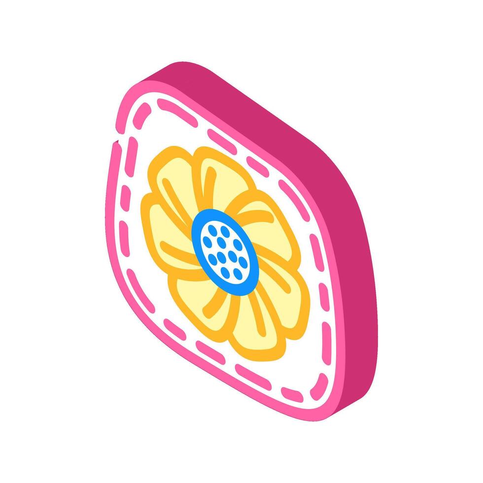 hand sewn patches diy fashion handmade isometric icon illustration vector
