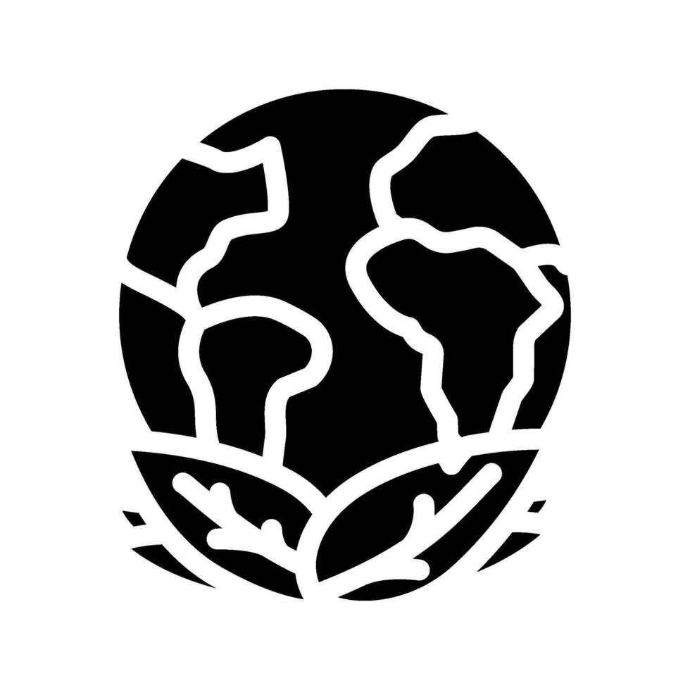 globe leaves eco conscious glyph icon illustration vector