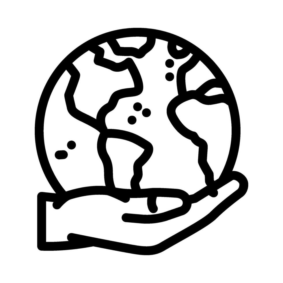 hands holding a globe eco conscious line icon illustration vector