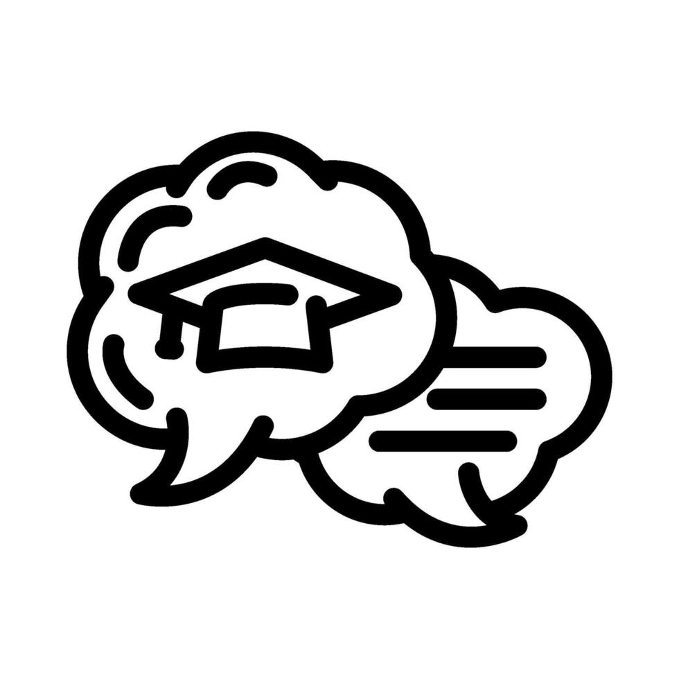 live chat bubble education platform line icon illustration vector
