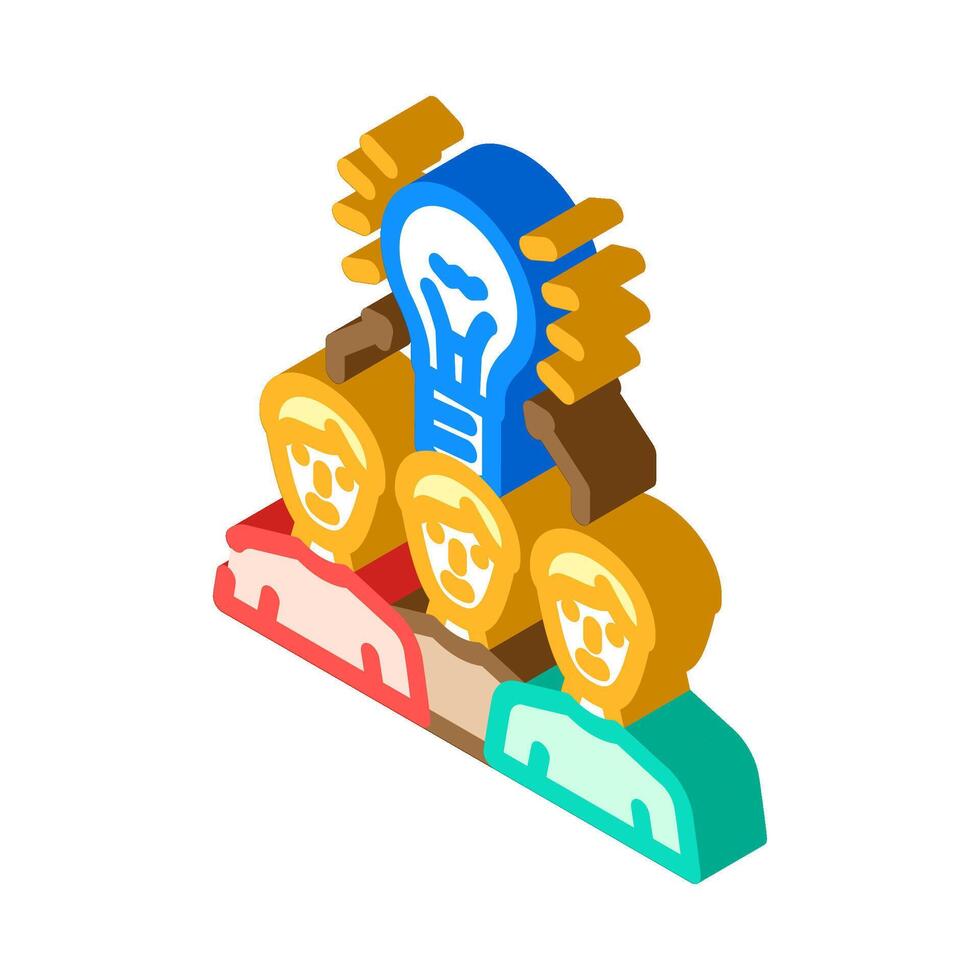 group project education platform isometric icon illustration vector