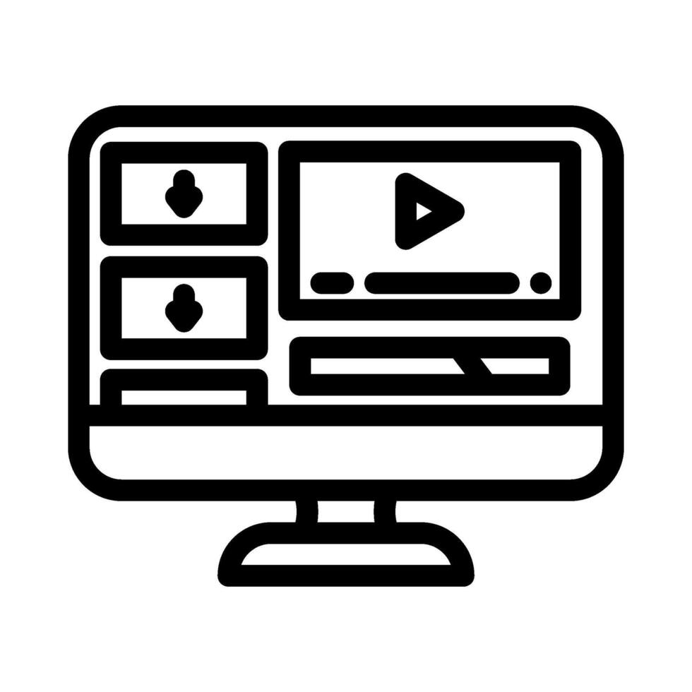 downloadable content education platform line icon illustration vector