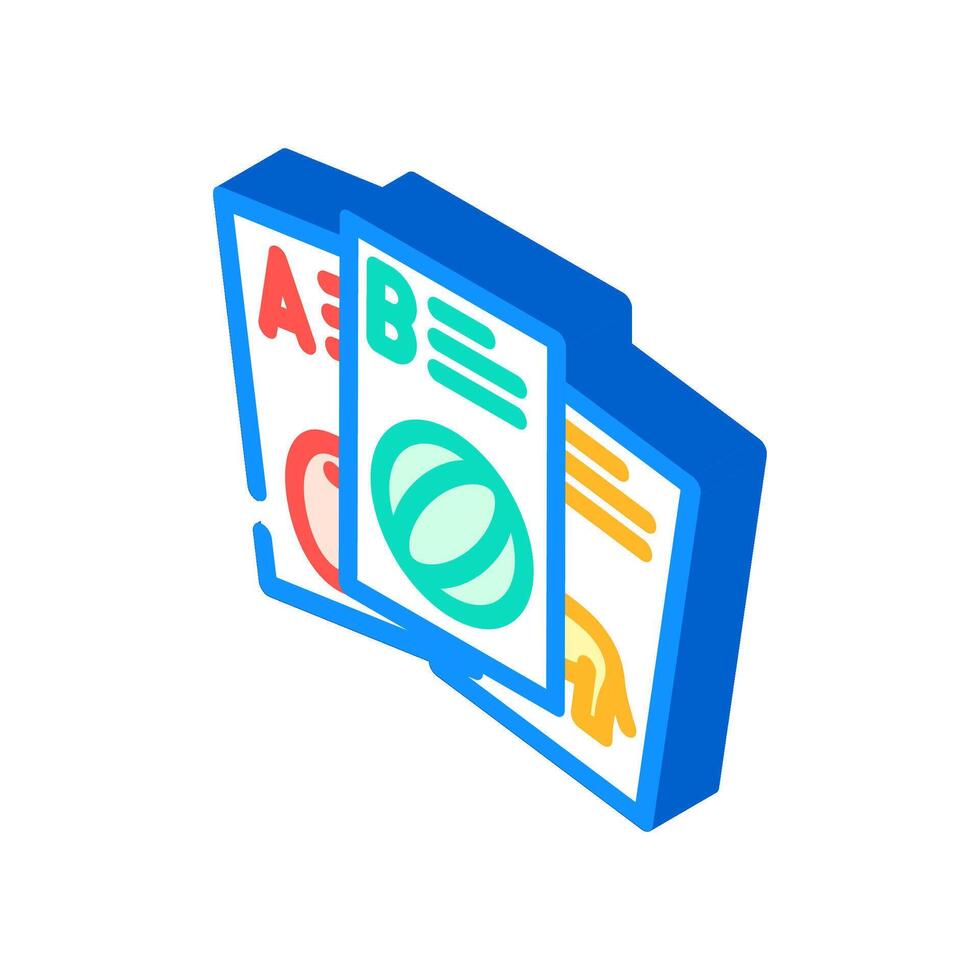 flashcard education platform isometric icon illustration vector