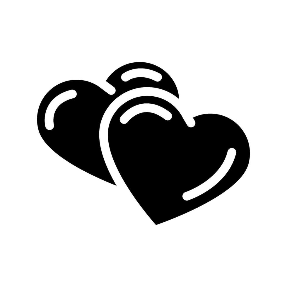 two hearts glyph icon illustration vector