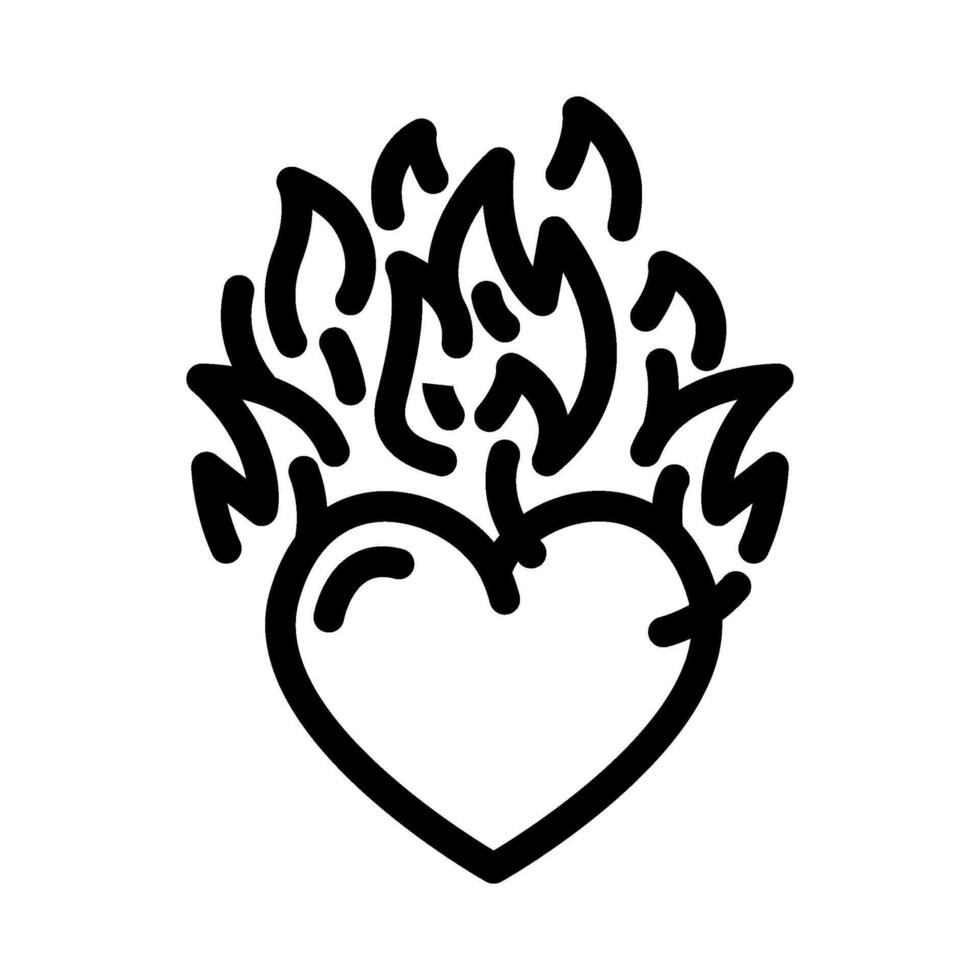 heart on fire line icon illustration vector