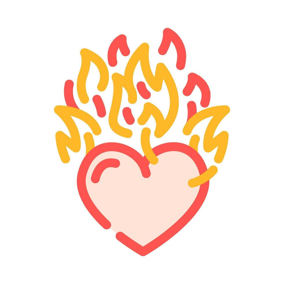 heart on fire color icon illustration vector