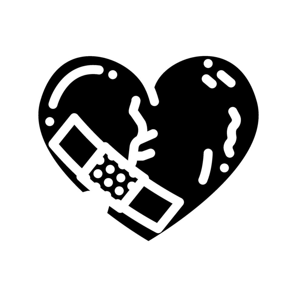 heart bandage patch recovery glyph icon illustration vector