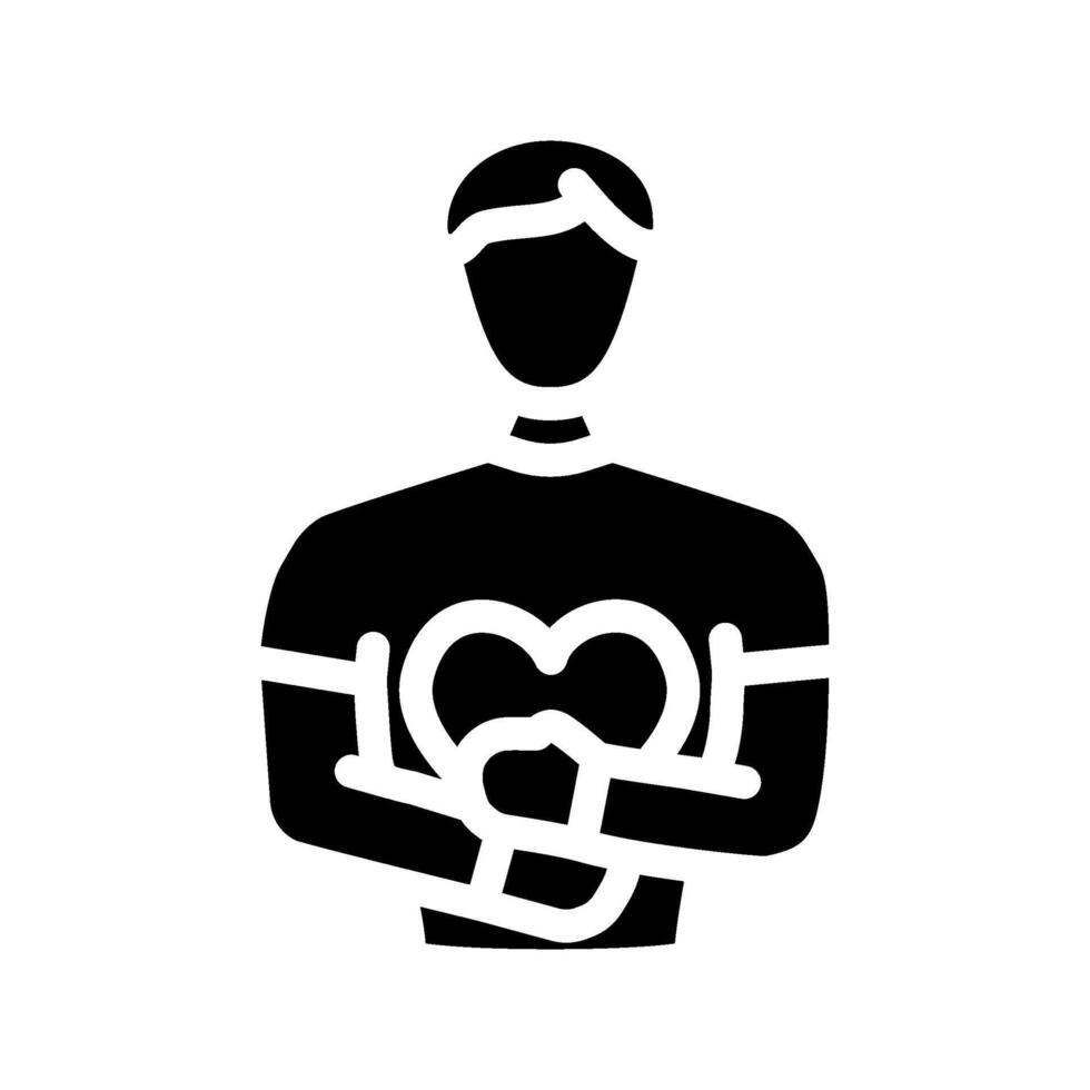 man holding heart glyph icon illustration vector